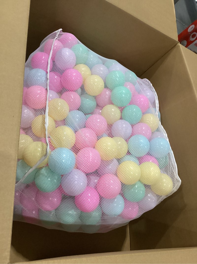 Condition photo showing Good Condition for Amazon Basics BPA Free Crush-Proof Plastic Ball, Pit Balls with Storage Bag, Toddlers Kids 12+ Months, Pack of 400 Balls, 6 Pastel Colors 400 Balls 6 Pastel Colors