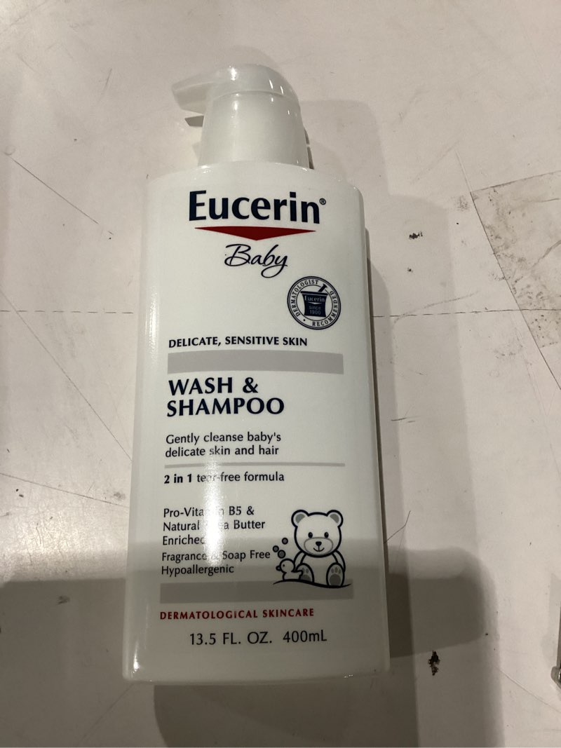 Condition photo showing New/Like New for eucerin baby wash & shampoo - 2 in 1 tear free formula, hypoallergenic & fragrance free, nourish and soothe sensitive skin - 13.5 fl. oz. pump bottle