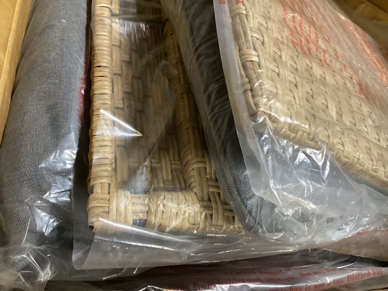 Condition photo showing Good Condition for possibly missing hardware style selections kenwood 3-piece wicker patio conversation set with gray cushions