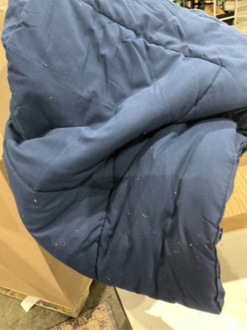 Condition photo showing As Is for cgk linens luxury soft premium duvet cover set - zipper closure & matching pillow shams in navy blue,