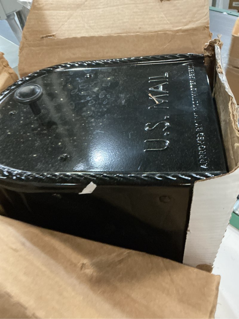 Condition photo showing As Is for architectural mailboxes edwards post mount mailbox black