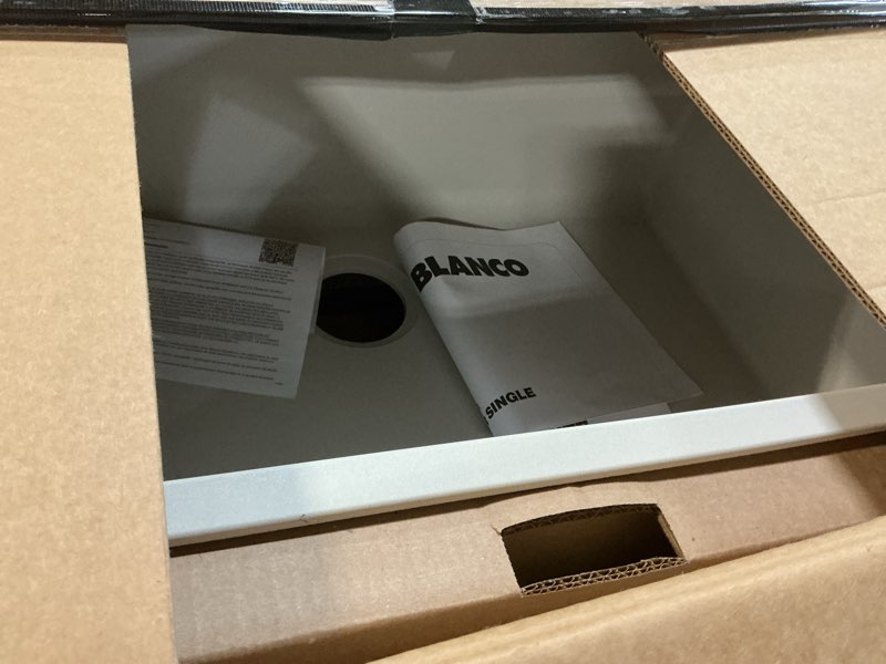 Condition photo showing Good Condition for blanco 443084 precis silgranit super single undermount kitchen sink 32" l x 19" w- soft white soft white 32" l x 19" w sink