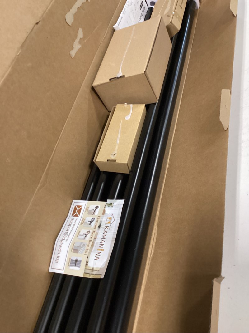 Condition photo showing Good Condition for KAMANINA 1 Inch Double Curtain Rods 66 to 120 Inches (5.5-10 Feet) Telescoping Heavy Duty Drapery Rod for Windows 54 to 115 with Twisted Cage Finials, Black Black 66-120"