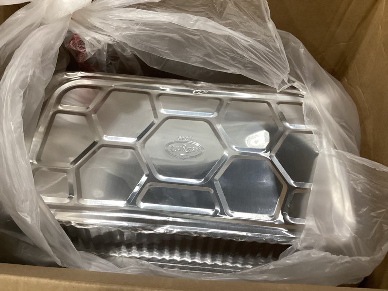Condition photo showing As Is for aluminum deep foil pans full size, large disposable roasting & baking pan, 21"x13" (20 pack) extra heavy duty chafing trays for hotels, restaurants, caterers, steam table, buffets & bakeware