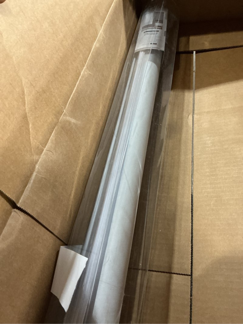 Condition photo showing As Is for ChrisDowa Cordless 100% Blackout Roller Shade, with Striped Jacquard, Thermal Insulated, UV Protection Fabric, Total Blackout Blinds for Window, French Doors, Home and Office. White, 54" W x 72" H 54"W x 72"H White