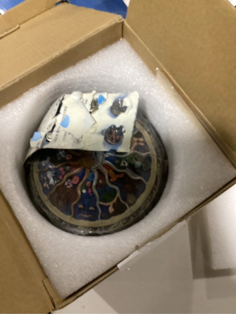 Condition photo showing As Is for briskfeel vintage music box with constellations rotating goddess led lights twinkling resin carved mechanism musical box with sankyo 18-note wind up signs of the zodiac gift for birthday (upgraded)