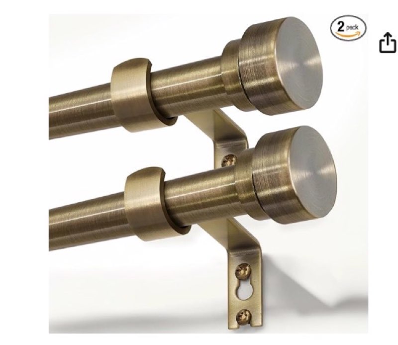 lootkell 2 pack bronze curtain rods for windows 48 to 84 inches adjustable length heavy duty 1\\\\\\\" diameter window curtain rod with solid metal finials for outdoor farmhouse bedroom kitchen living room antique bronze 16\\\\\\\"-88\\\\\\\"|2 pack