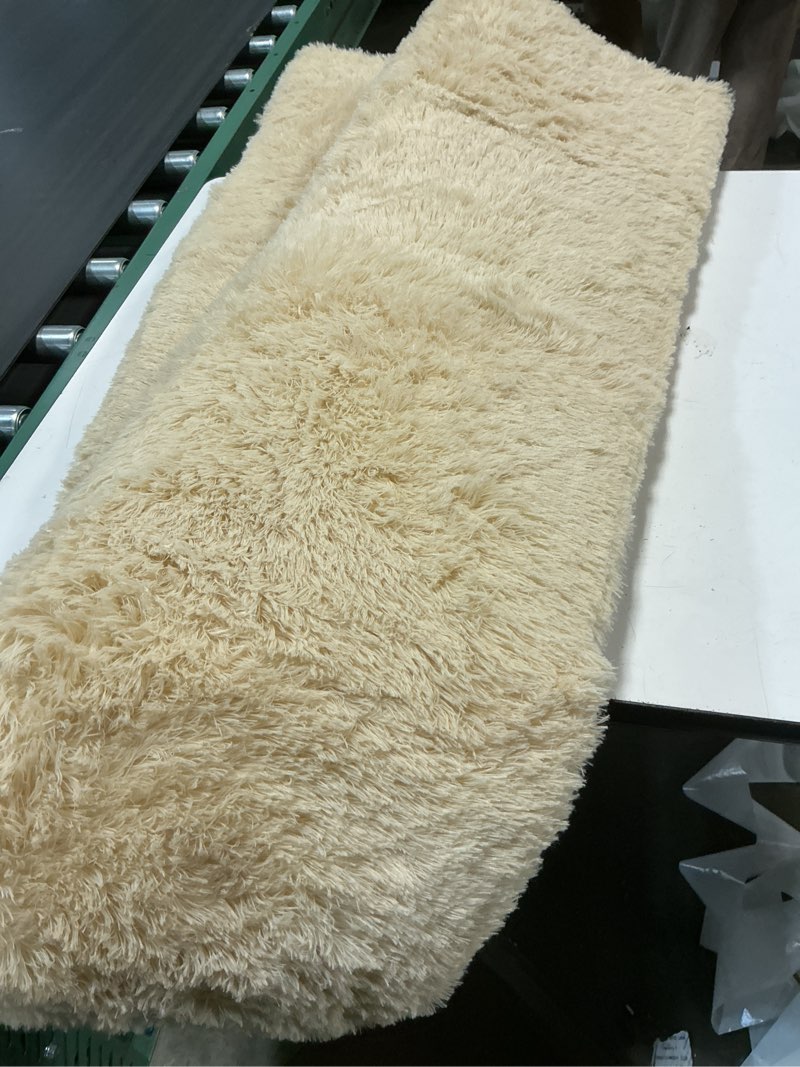 Condition photo showing As Is for Ophanie Beige Rugs for Living Room Bedroom, 5x8 Fluffy Fuzzy Furry Carpet, Plush Soft Shaggy Bedside Indoor Floor Area Rug for Kids Girls Boys Baby Teen Dorm Nursery Home Decor Aesthetic Beige 5' x 8' (Rectangular)