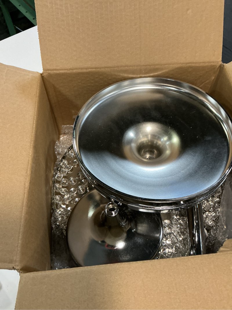 Condition photo showing As Is for bigsee 3pcs/set cake stand with metal mirrored, round wedding cake stand silver, bling cake stand trays for wedding table, baby shower, birthday, anniversary silver s + m + l