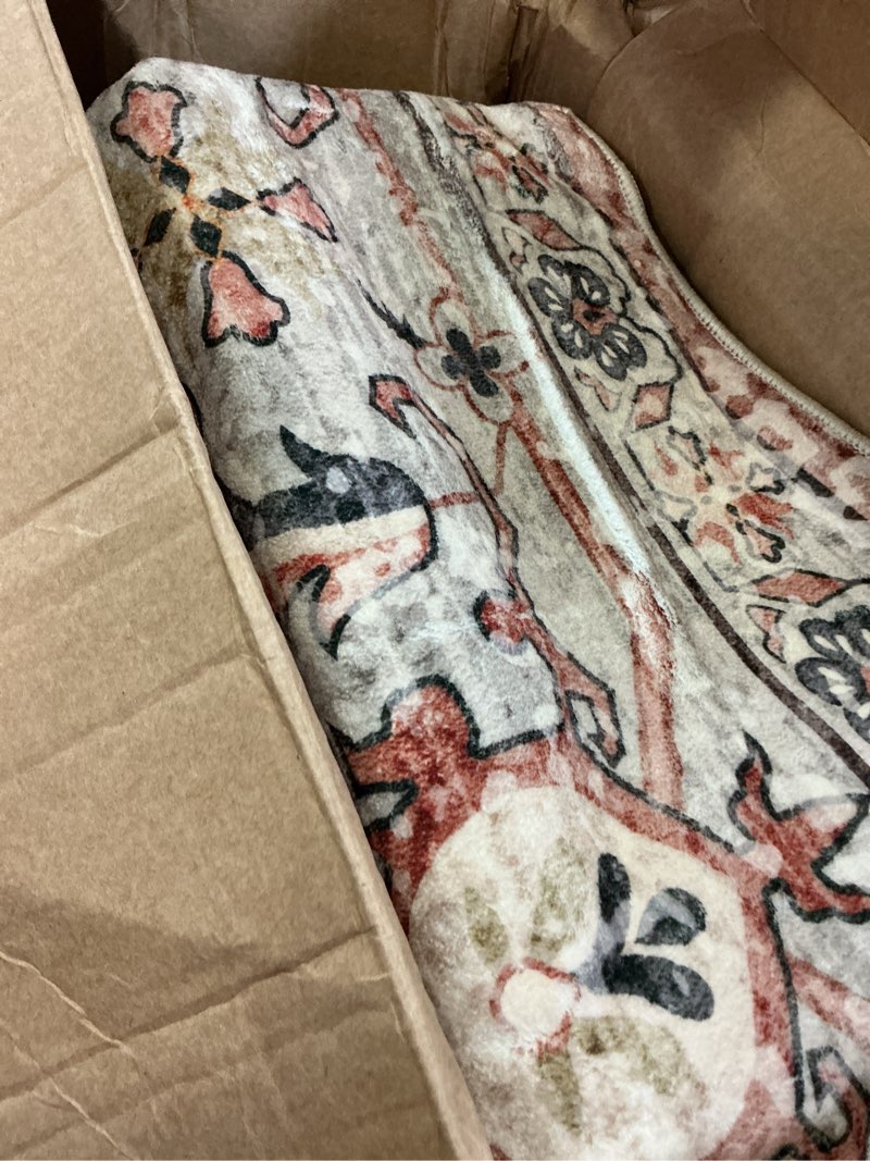 Condition photo showing Good Condition for lahome oriental washable rug, 3x5 rugs for bedroom living room entryway | vintage ultra-thin non-slip soft throw carpet for kitchen office entrance eleanor, peach/orange