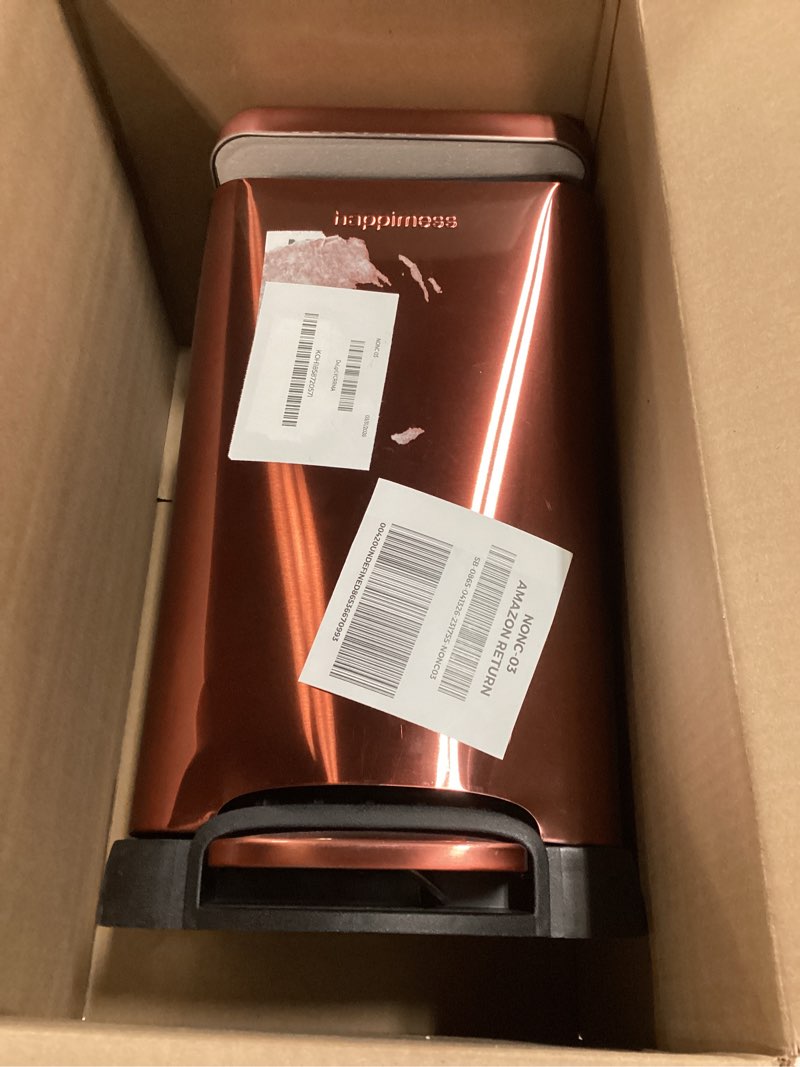Condition photo showing Good Condition for happimess hpm1012d betty retro mini 3.2-gallon step-open trash can with soft-close lid, modern, minimalistic, fingerprint proof for home, kitchen, laundry room, office, bedroom, bathroom, rose gold