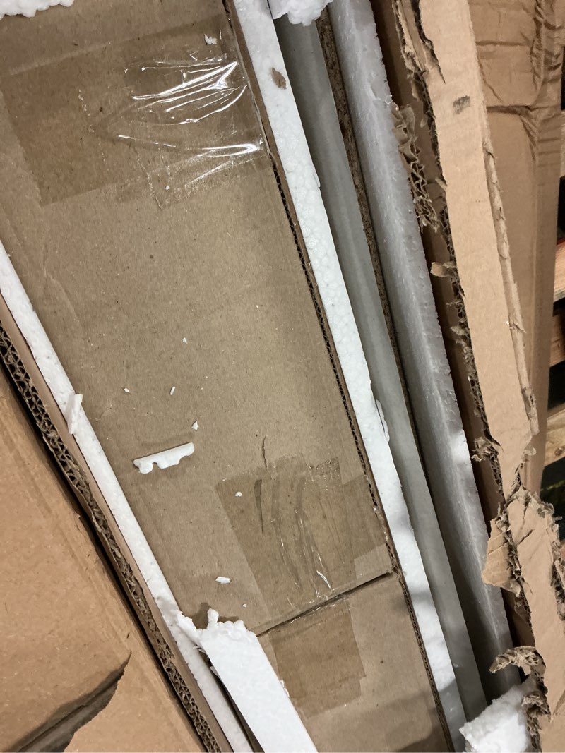 Condition photo showing As Is for modway nolan tall arched storage display cabinet in black - 74 inch arch bookshelf with open and closed shelving - modern accent cabinet for living room, dining room(incomplete box 1/2)