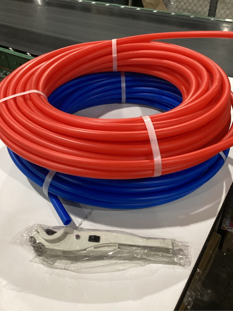 Condition photo showing Good Condition for PEX Pipe 1/2 Inch 100ft 2 Rolls PEX Tubing EVOH Pex-B Pipe Non Oxygen Barrier Durable Leakage-Proof Flexible for Residential Water Lines in Homes pex Radiant Heat Tubing(Red+Blue) 1/2"x100FT 2Roll Red?Blue
