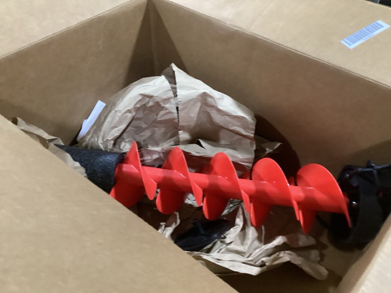Condition photo showing As Is for **AS IS**Lounsweer Ice Auger 6 Inch Floating Rotating Diameter Ice Fishing Auger Drill Bit with 2 Blades Nylon Attachment Convenient Fast Cutting Outdoor Equipment Tool for Deep Waters Fishing red (NO BLADES OR BITS INCLUDED)