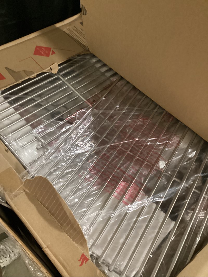 Condition photo showing As Is for 4 burner stainless steel propane gas grill with side burner