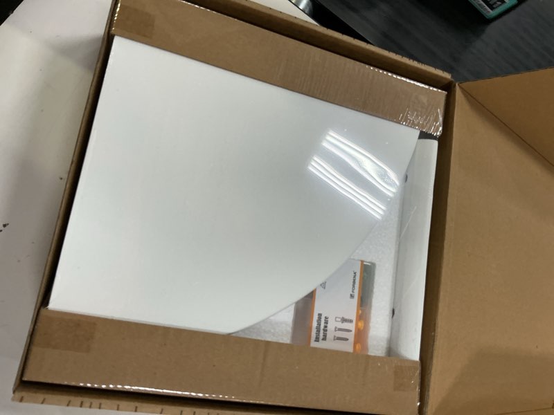 Condition photo showing New/Like New for forbena white corner floating shelves for wall set of 4, rounded corner shelves wall mounted for kids bedroom books, cute wood hanging corner shelf for bathroom decor, living room, small spaces 1. white 10" depth