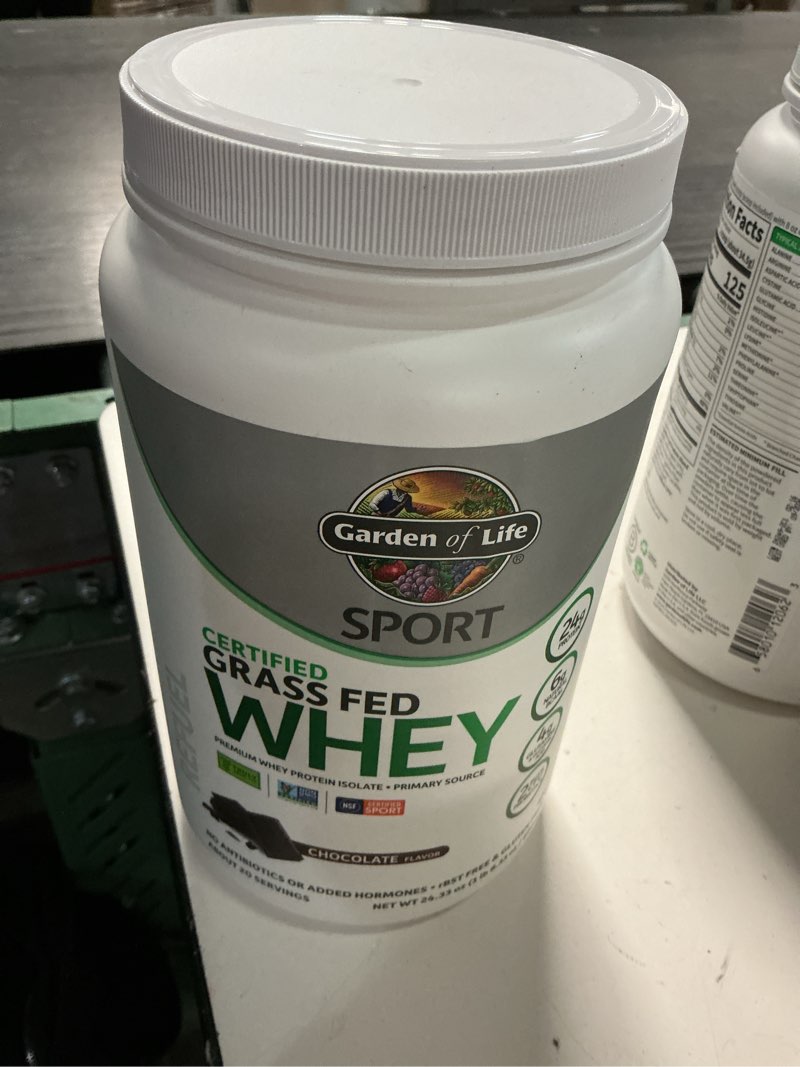 Condition photo showing Good Condition for garden of life sport whey protein powder chocolate, premium grass fed whey protein isolate plus probiotics for immune system health, 24g protein, non gmo, gluten free, cold processed - 20 servings chocolate 1.52 pound (pack of 1)