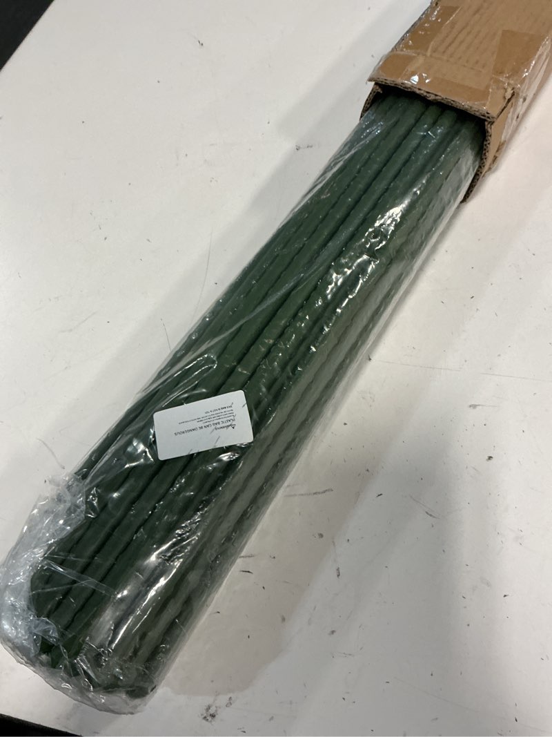 Condition photo showing Good Condition for agtek garden stakes 30'' plant sticks, 50pcs plastic coated steel 2.5ft plant stakes support for growing climbing plants, tomato stakes gardening supplies 30 inch-50 pack