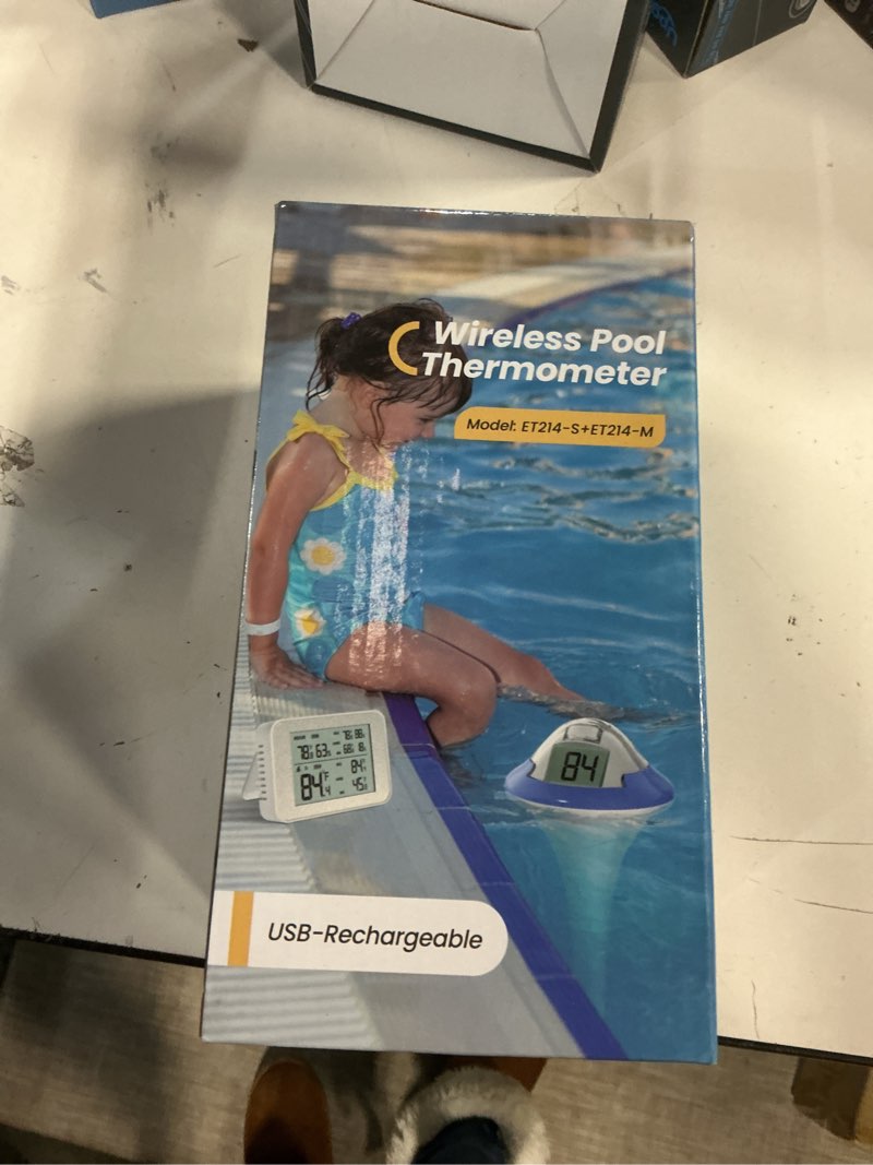 Condition photo showing New/Like New for BALDR Rechargeable Wireless Pool Thermometer Floating Easy Read, Dual Screens Big Digits Water Thermometer for Swimming Pool, Hot Tub, Hot Spring, Aquarium (Blue)