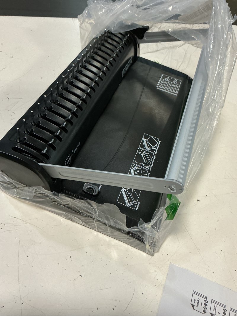 Condition photo showing Good Condition for binditek binding machine, 19-hole, 145 sheets, comb binder machines with 30 pcs 1/2" binding combs, for letter size, fixed margin ecoplus + 1/2" a8