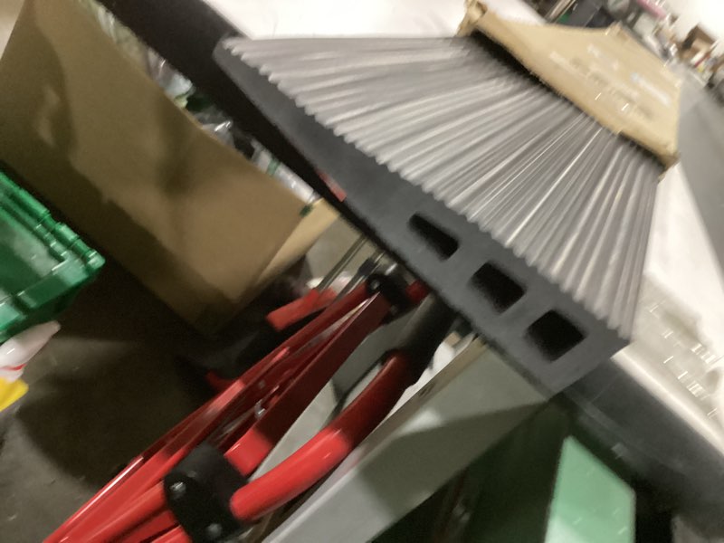 Condition photo showing New/Like New for 1.2" Rise Threshold Ramps for Doorways, 35.5" Wide Natural Rubber Power Wheelchair Ramp is Adjustable and Cuttable for Doorways, Curb, Sweeper, Power Scooters, 2000 Lbs Load Capacity