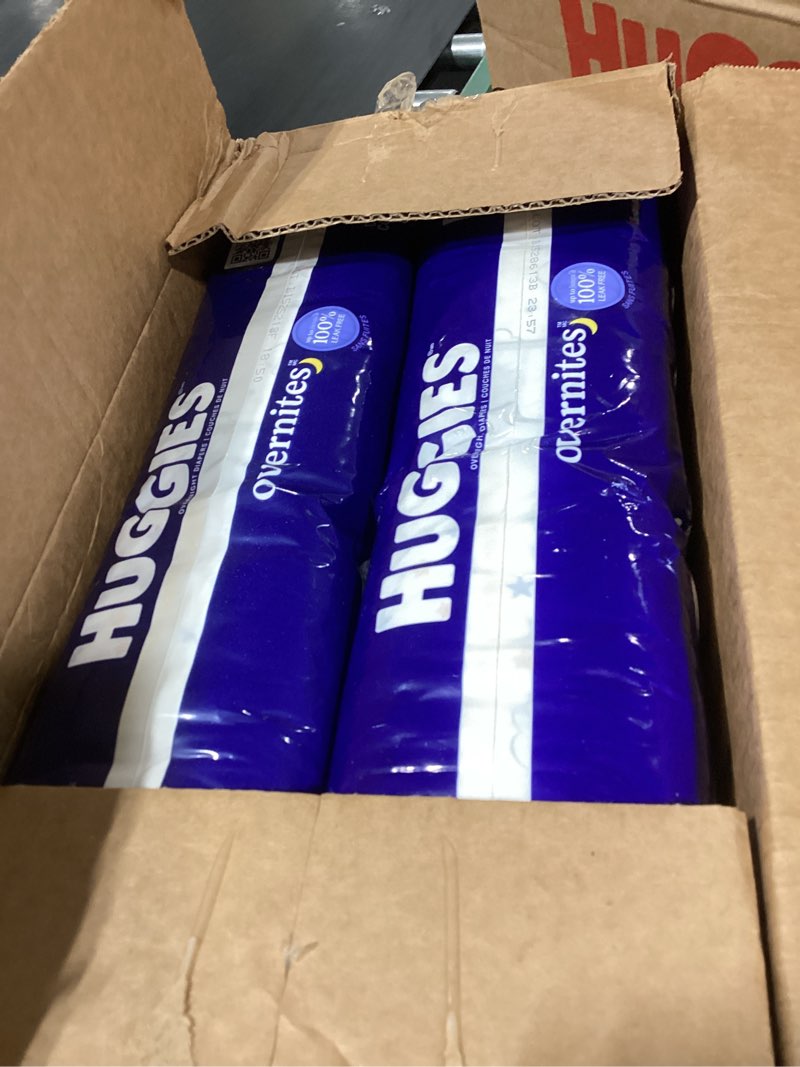 Condition photo showing New/Like New for huggies size 4 overnites baby diapers: overnight diapers, size 4 (22-37 lbs), 116 ct (2 packs of 58), packaging may vary size 4 116