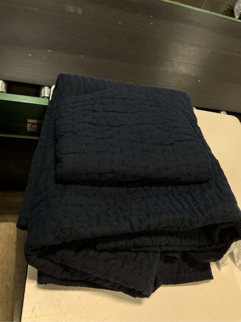 Condition photo showing Good Condition for quince european linen cotton stitch quilt set 3 piece/king 