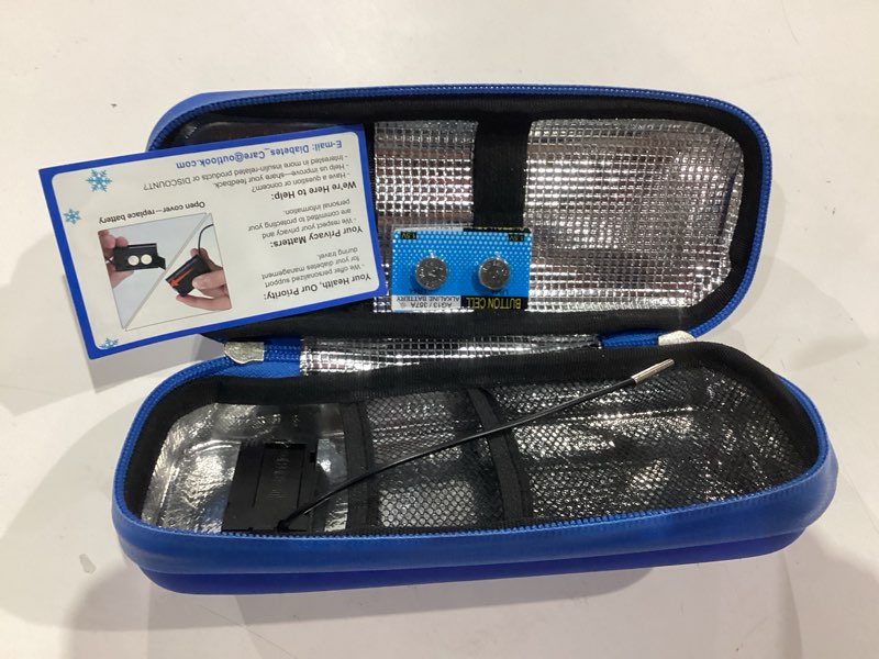 Condition photo showing As Is for YOUSHARES Insulin Cooler Travel Case with Temperature Display - Refrigerated Medicine Cooling Bag with 2 TSA Approved Ice Pack, Medication Pen Diabetic Supplies Organizer for Trip and Daily 02 Blue
