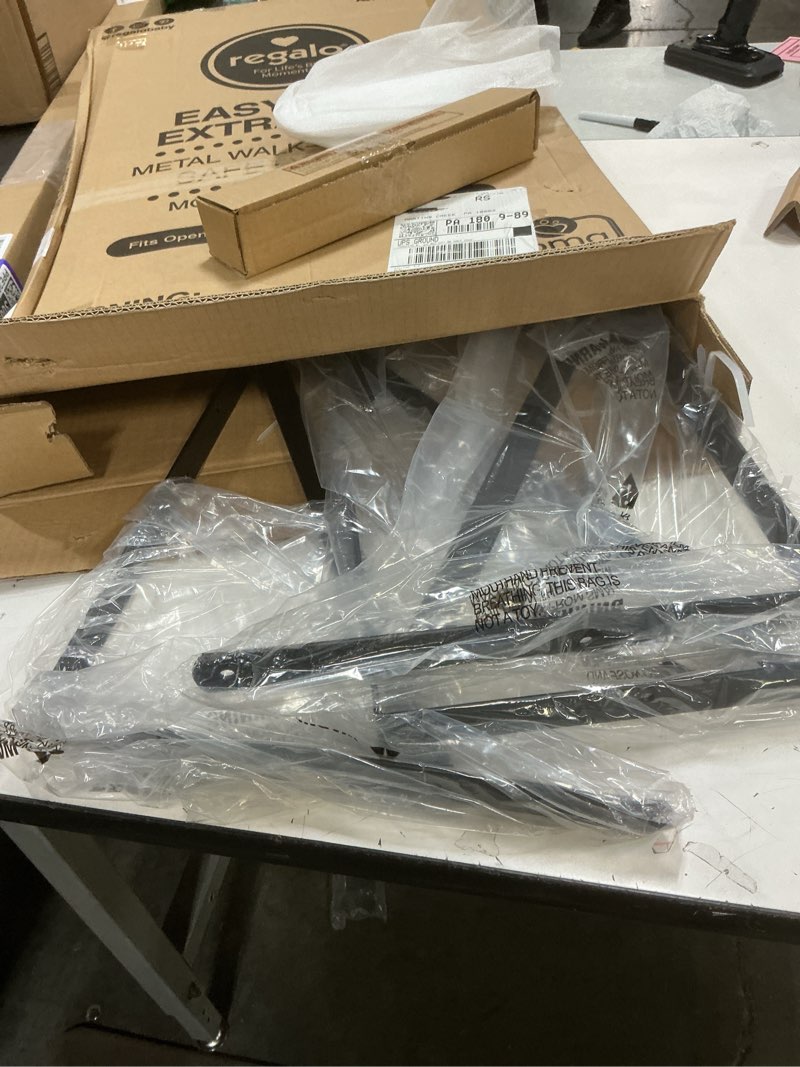 Condition photo showing As Is for 4 Pack L18 x H 12" Black Heavy Duty Shelf Brackets with Screws Metal Shelf Brackets Shelf Support Angle Brackets for Shelves L Brackets Heavy Duty Floating Shelf 4 Pack-Black 18''x12''