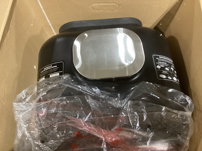 Condition photo showing New/Like New for Ninja | Indoor Grill and Air Fryer| Foodi Smart XL | 6-in-1 Grill, Air Fry, Roast, Bake, Broil, Dehydrate & Crisp |Smart Thermometer & Splatter Shield | Dishwasher Safe Parts | Black/Silver | FG551 6-in-1 With Thermometer not tested 