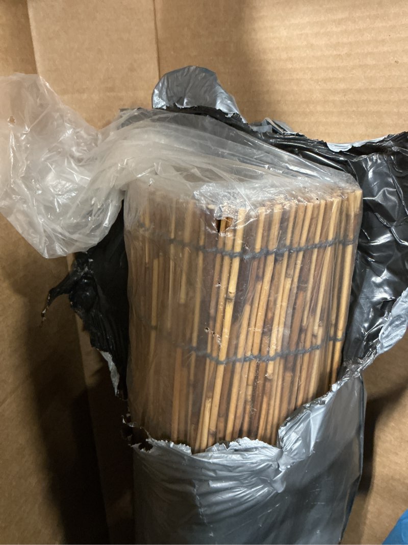 Condition photo showing Good Condition for bamboo fence,bamboo screens outdoor for patio,4 feet high reed screen for privacy garden backyard balcony,4x12ft 4×12ft brown