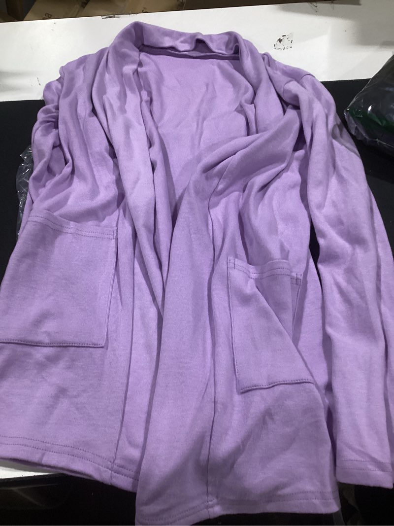 Condition photo showing Good Condition for micoson women's long sleeve open front cardigan casual loose lightweight cardigans with pockets small light purple