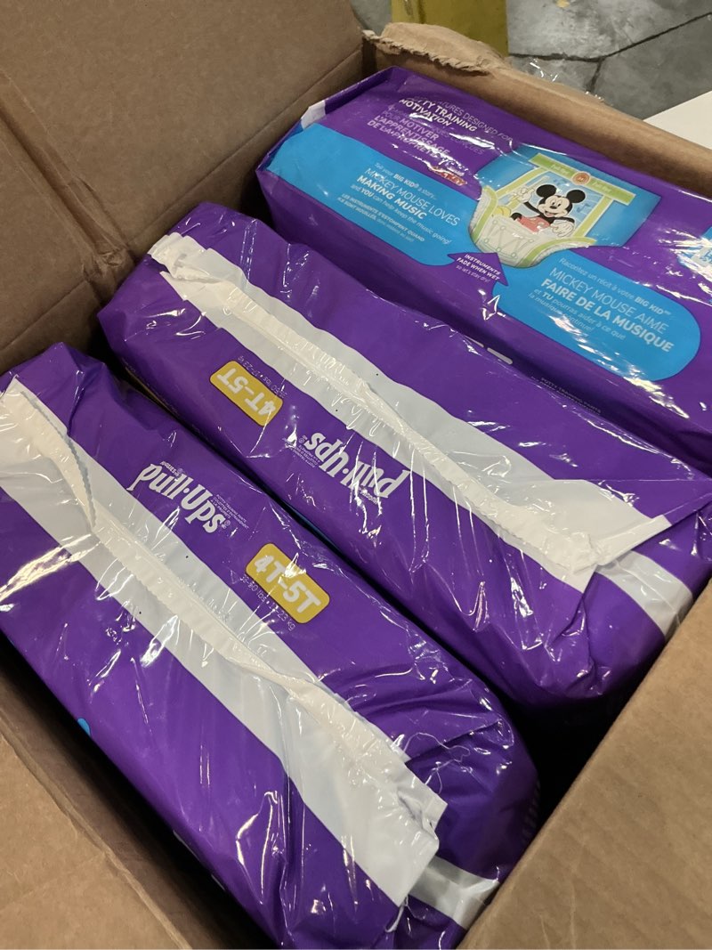 Condition photo showing Good Condition for pull-ups boys' potty training pants, size 4t-5t training underwear (38-50 lbs), 99 count (3 packs of 33), packaging may vary 4t-5t 99