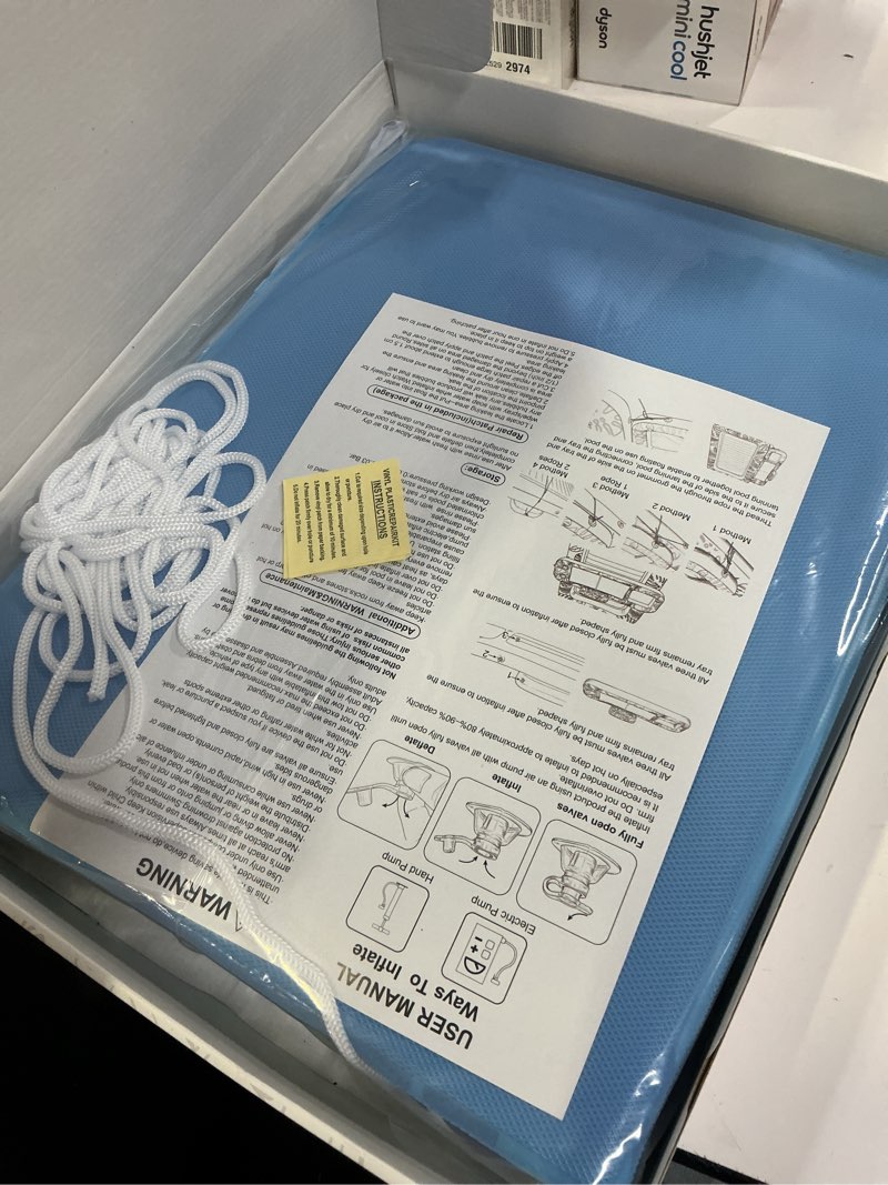 Condition photo showing New/Like New for ayeboovi extra large inflatable tanning pool float tray - 61" l x 18" w non-slip sunbathing bed tray with cooler ice bar for tanning lounge raft & blow up suntan tub pool stuff party gifts blue & white tropical print