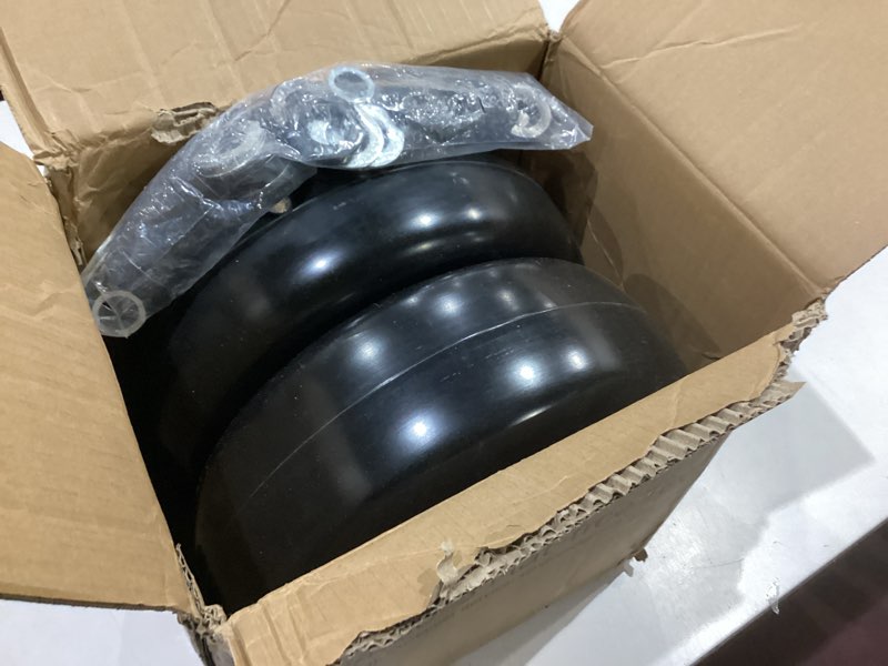Condition photo showing Good Condition for 11x4.00-5” flat free lawn mower tire and wheel with bearing bore 3/4" or 5/8", 3.4"-4"-4.5"-5" centered hub, smooth tread tire for zero turn mowers, 2 pack