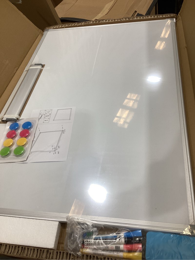 Condition photo showing Good Condition for walglass combination magnetic whiteboard & corkboard, 36"x24" combo for school, office & home, dry erase board with removable tray, pins, eraser, markers & magnets white 24" x 36"
