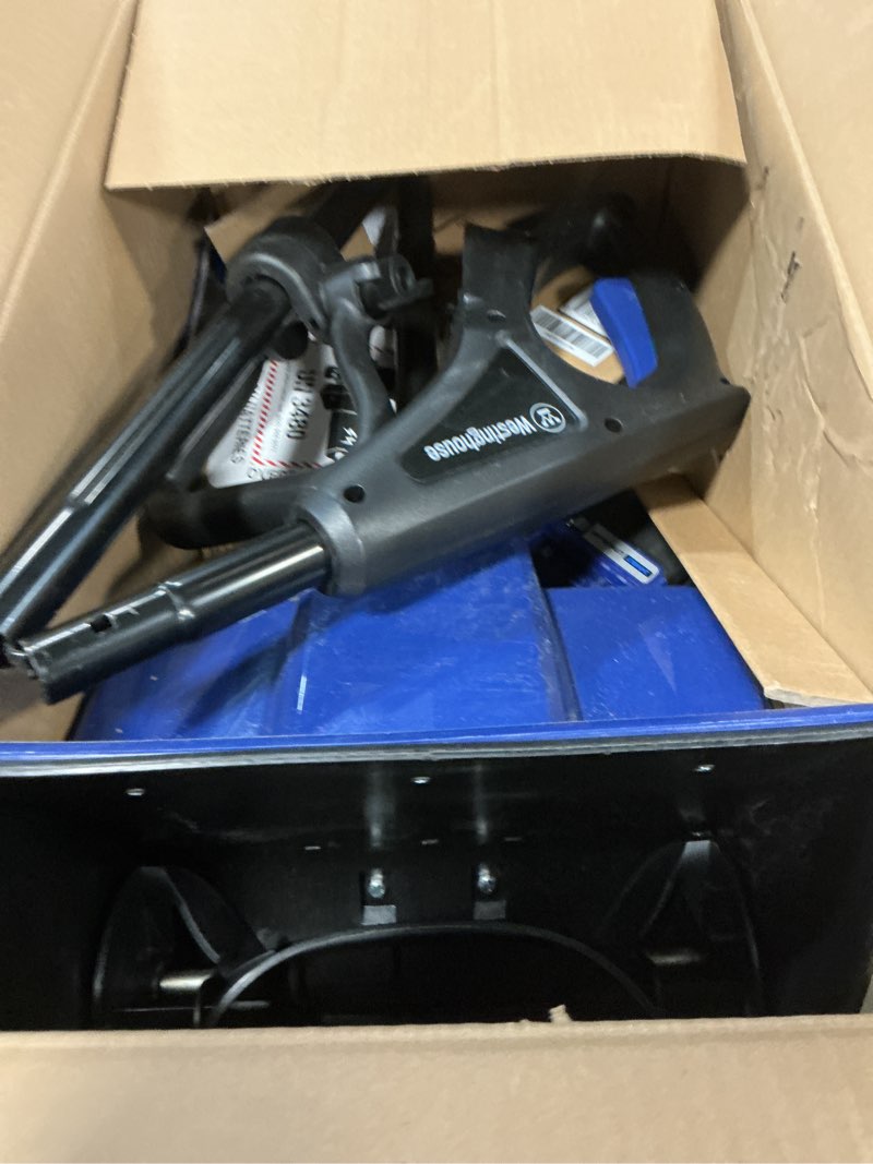 Condition photo showing As Is for Westinghouse WSnow11S 24V Cordless Snow Shovel 11 Inch Kit, 24V 4Ah Battery, Fast Charger, Electric Snow Shovel with 20ft Throwing Distance, Plows 75lbs/min, Compatible with Snow Joe Batteries 11 Inch with Battery/Charger