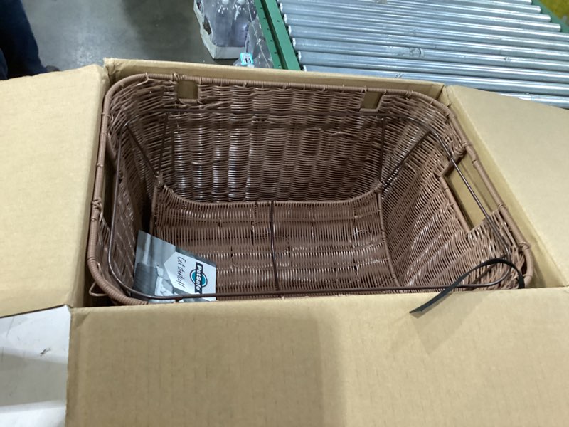 Condition photo showing As Is for petsafe solvit tagalong wicker bicycle basket, dog carrier for bikes, best for dogs up to 13 lb.