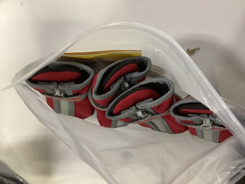 Condition photo showing Good Condition for QUMY Dog Shoes for Small Dog, Puppy Dog Boots & Paw Protectors for Winter, Summer Hot Pavement, Waterproof in Rainy Weather, Ourdoor Walking, Indoor Hardfloors Skid-Resistant Soles Red Size 5 Red size 5: 2.25"x1.78"(L*W)