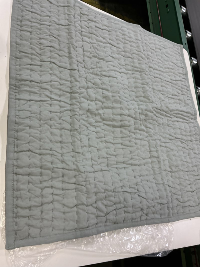 Condition photo showing Good Condition for quince  european linen cotton stitch quilted euro sham 26 “x26”  , mist
