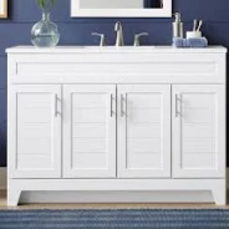 Style Selections Kirkman 48-in True White Single Sink Bathroom Vanity with White Culture