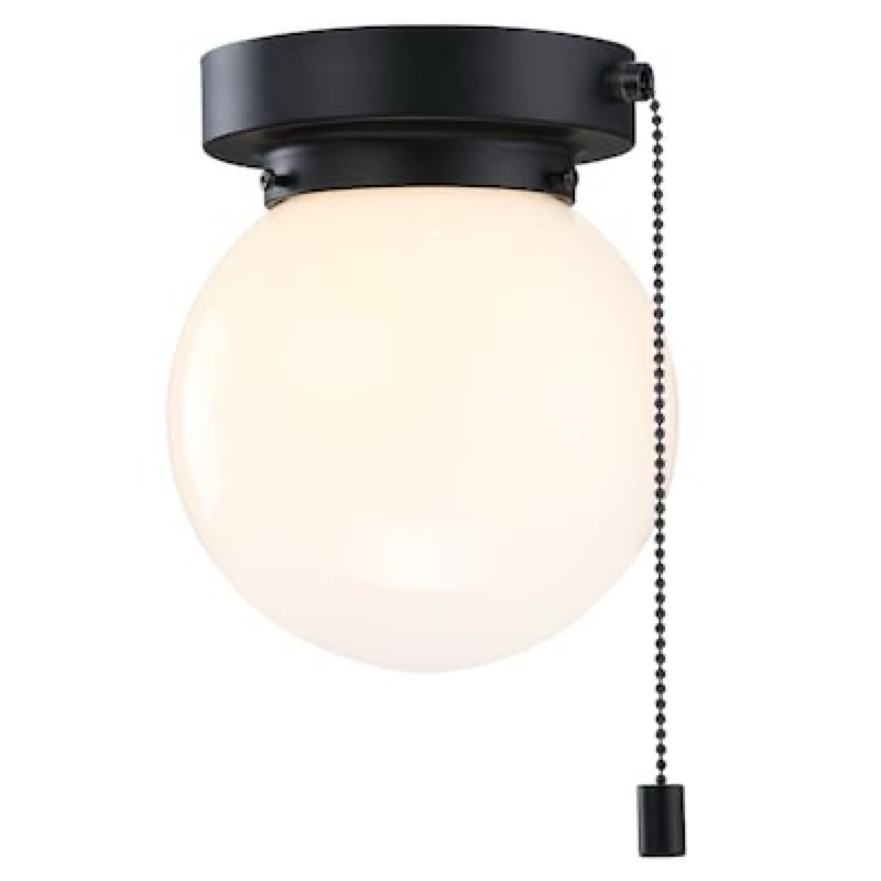 Project Source 5.78-in Matte black Indoor 1 -Light Flush Mount Light with Opal Glass