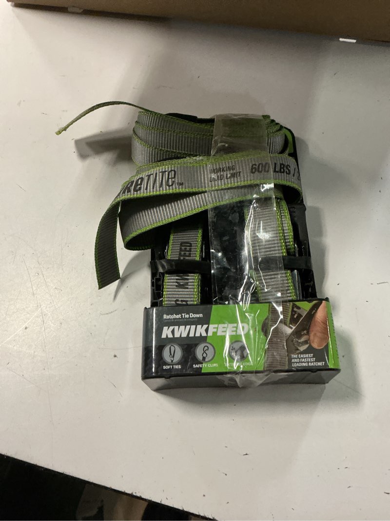 Condition photo showing Good Condition for secure tite ratchet tie-down, 14-ft x 1-in, 600 lbs wll, 2 pack, kwikfeed, open molded handle