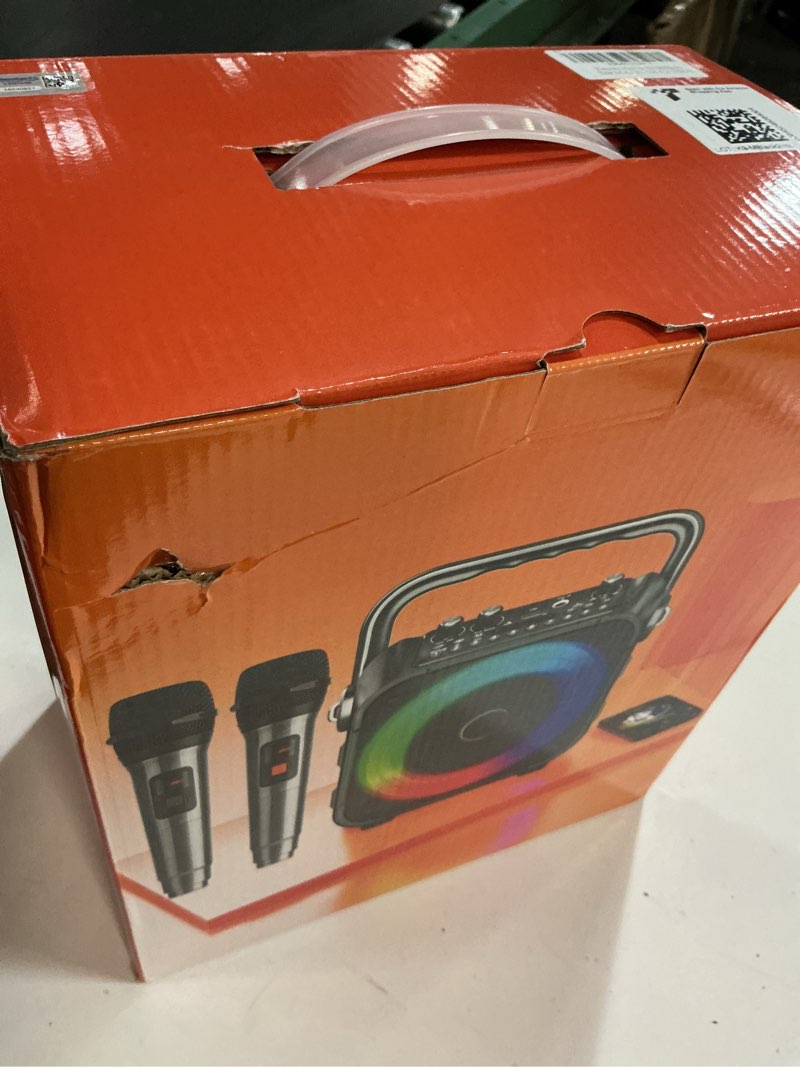 Condition photo showing Good Condition for Karaoke Machine, Portable Bluetooth Speaker with 2 Wireless Microphones for Adults & Kids with Lights, Karaoke Microphone with PA System Supports USB/TF/FM/AUX for Home Party Home System Packages Black