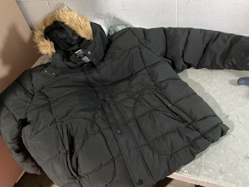 Condition photo showing As Is for wantdo men's winter puffer coat casual fur hooded warm outwear jacket size 4xl