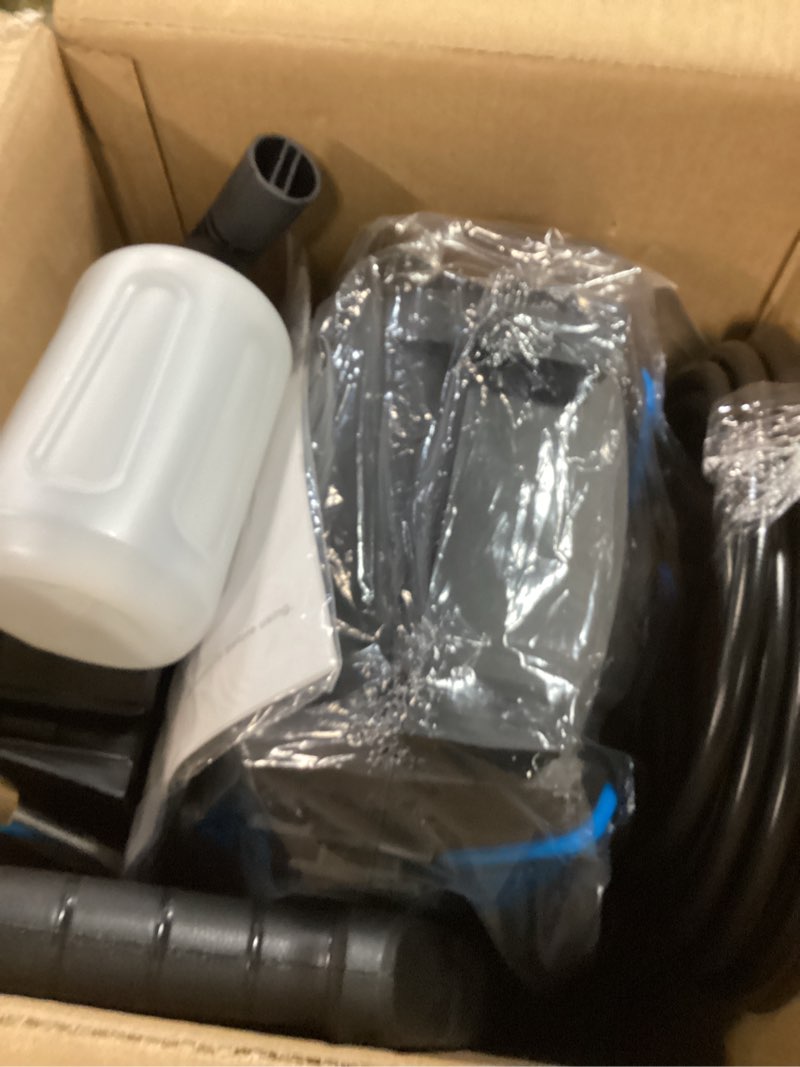 Condition photo showing New/Like New for Pressure Washer, with 55FT Cleaning Range, 4 Nozzles, Foam Cannon, High Pressure Cleaning Machine for Cars, Homes, Patios, Fences, Blue