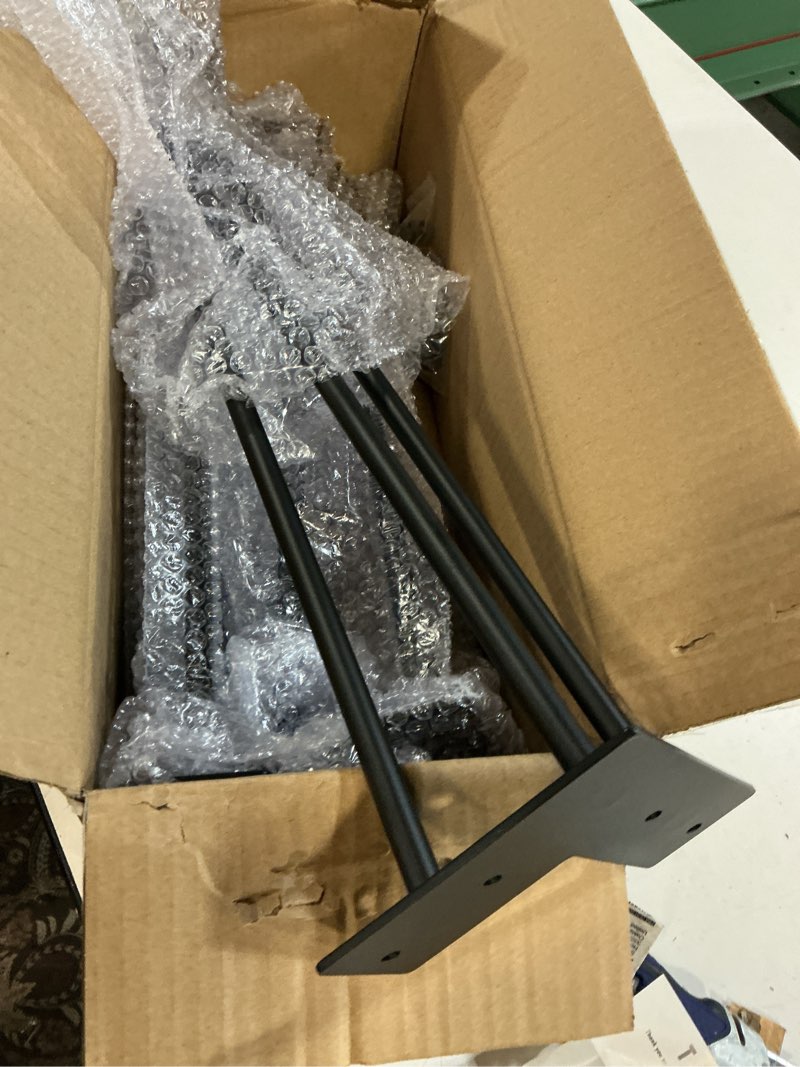 Condition photo showing New/Like New for osring 18 inch hairpin table legs with 1/2â€? dia 3-rods, metal furniture legs for coffee table and console table, mid-century black hairpin legs with hairpin floor protector feet, 4 pack