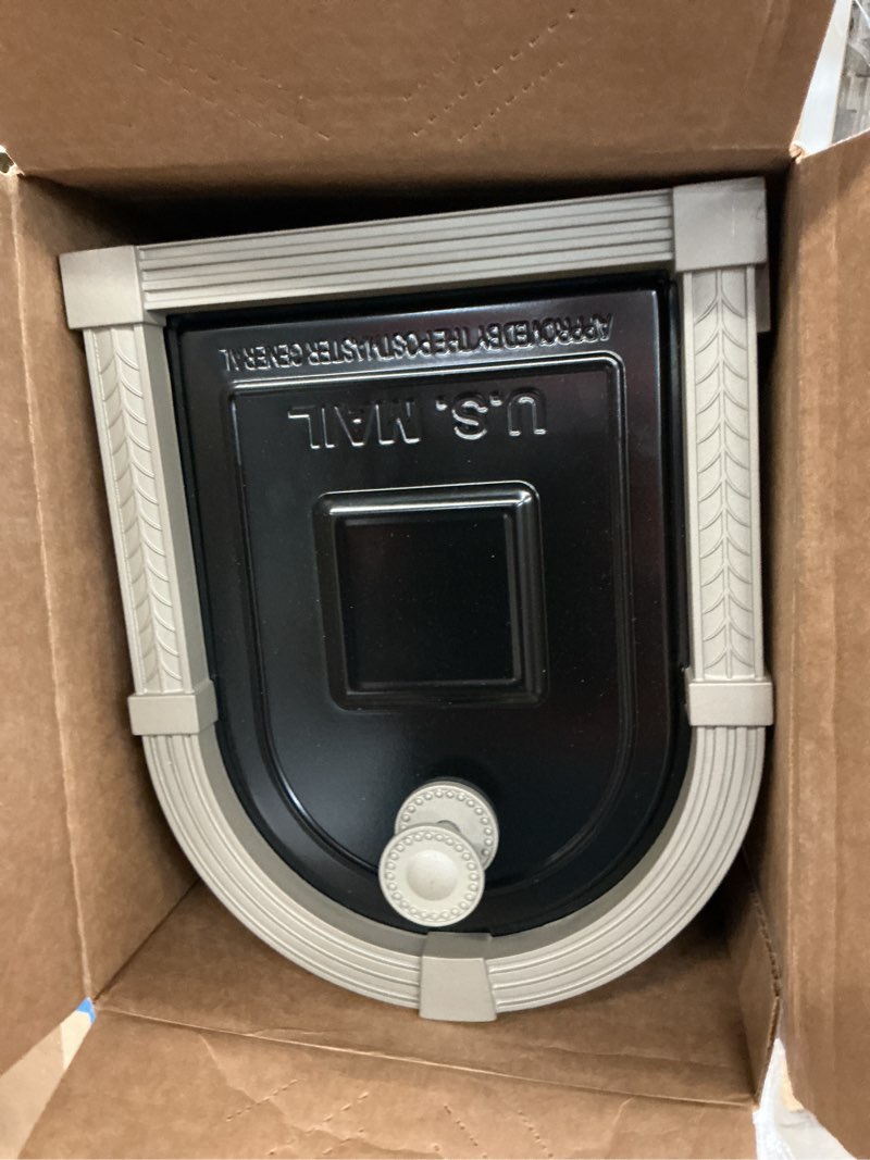 Condition photo showing As Is for Architectural Mailboxes Brunswick Large  Steel  Post-Mount Mailbox  Black  BM16BSNAM