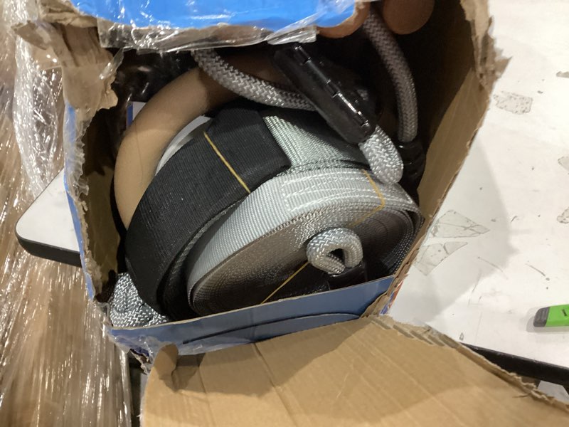 Condition photo showing New/Like New for hyponix ninja warrior obstacle course for kids – 2 x 60 ft slackline with 13 outdoor ninja obstacles, supports 880lbs – monkey net, ratchet-tight tech, climbing, swinging & balance training, ages 3+ 2 x 60' + 13 obstacles grey