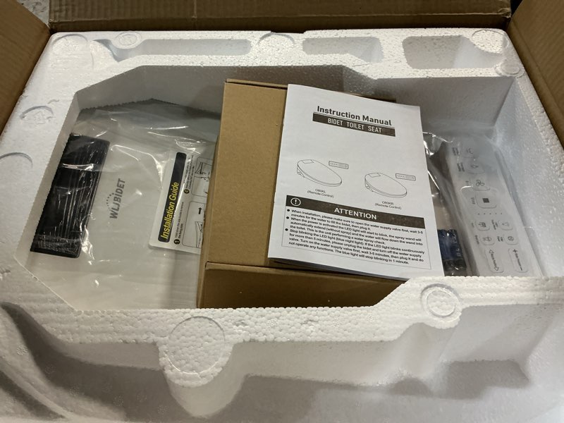 Condition photo showing Good Condition for wljbidet bidet toilet seat with remote control, electronic heated bidet seat with adjustable warm water and pressure, warm air drying, display screen, night light, slow closed toilet lid, elongated oval